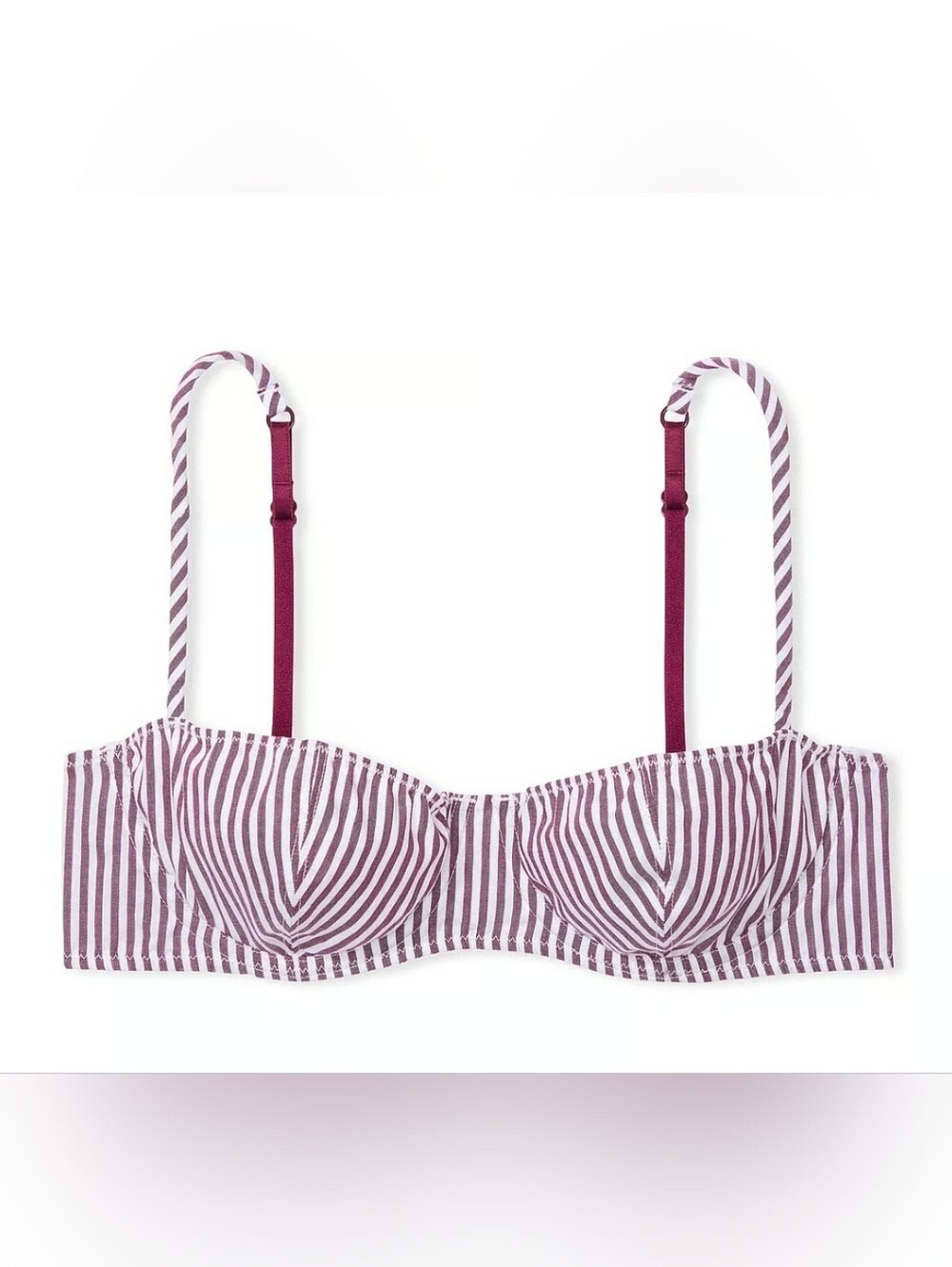 Victoria's Secret PINK Cotton Unlined Balconette Bra 34A Wild Rose Stripe Print